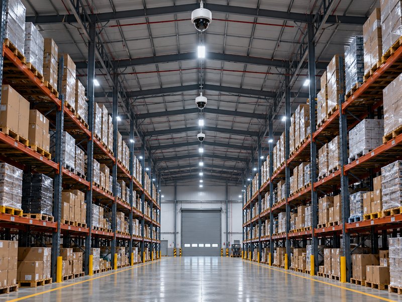 Warehouse interior representing industrial CCTV installation